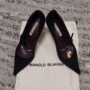 Manolo Blahnik 'Strada' Black Suede Heels